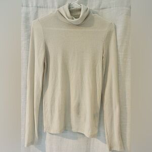Madewell Cream Ribbed Turtleneck Top